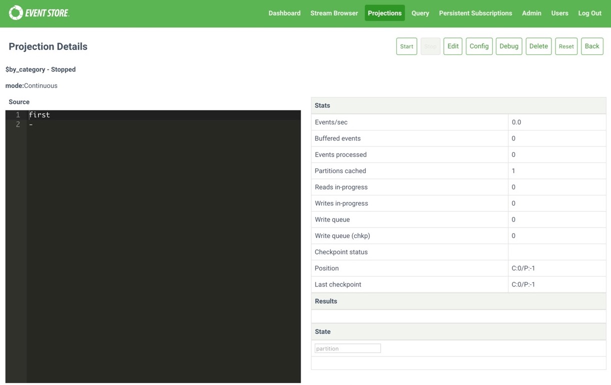 Web admin interface projection details